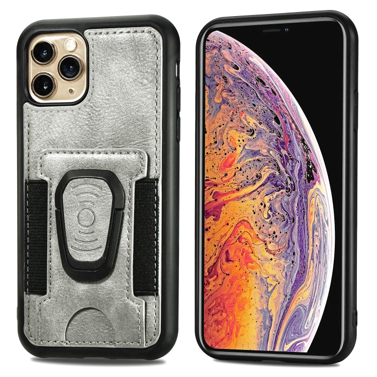 For iPhone 11 Pro Magnetic Shockproof PU + TPU Case with Card Slot & Ring Holder