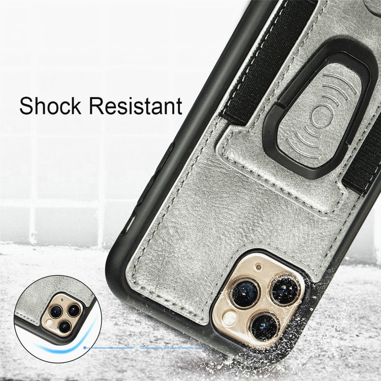 For iPhone 11 Pro Magnetic Shockproof PU + TPU Case with Card Slot & Ring Holder