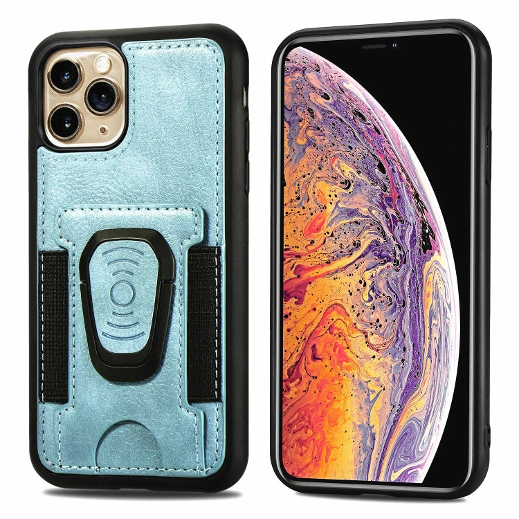 For iPhone 11 Pro Magnetic Shockproof PU + TPU Case with Card Slot & Ring Holder
