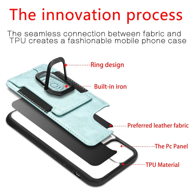 For iPhone 11 Pro Magnetic Shockproof PU + TPU Case with Card Slot & Ring Holder