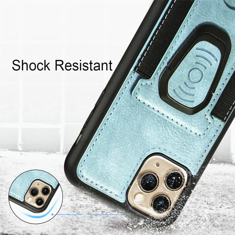 For iPhone 11 Pro Magnetic Shockproof PU + TPU Case with Card Slot & Ring Holder