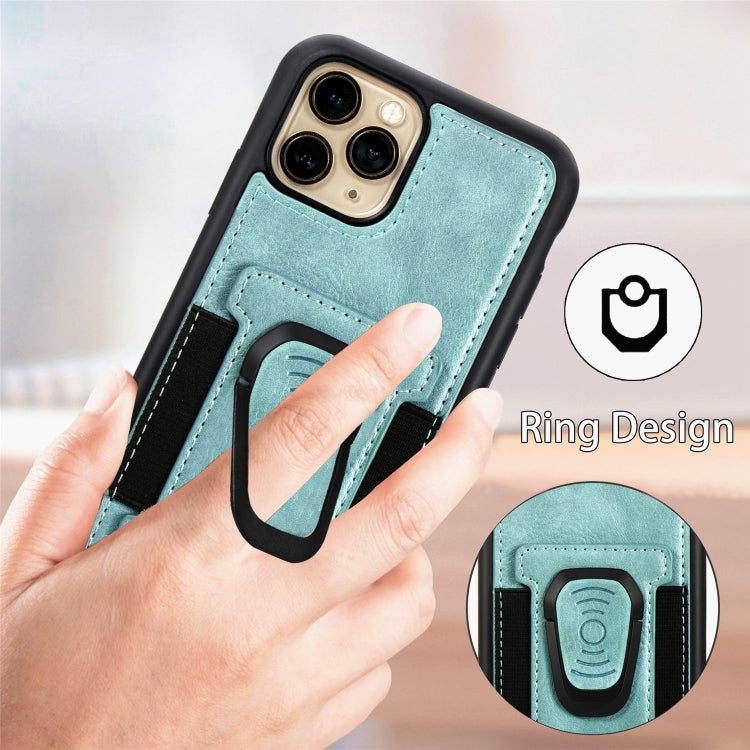 For iPhone 11 Pro Magnetic Shockproof PU + TPU Case with Card Slot & Ring Holder