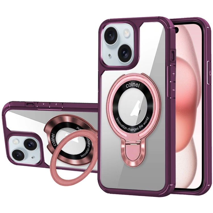 For iPhone 15 Plus MagSafe Acrylic Hybrid TPU Phone Case with Holder