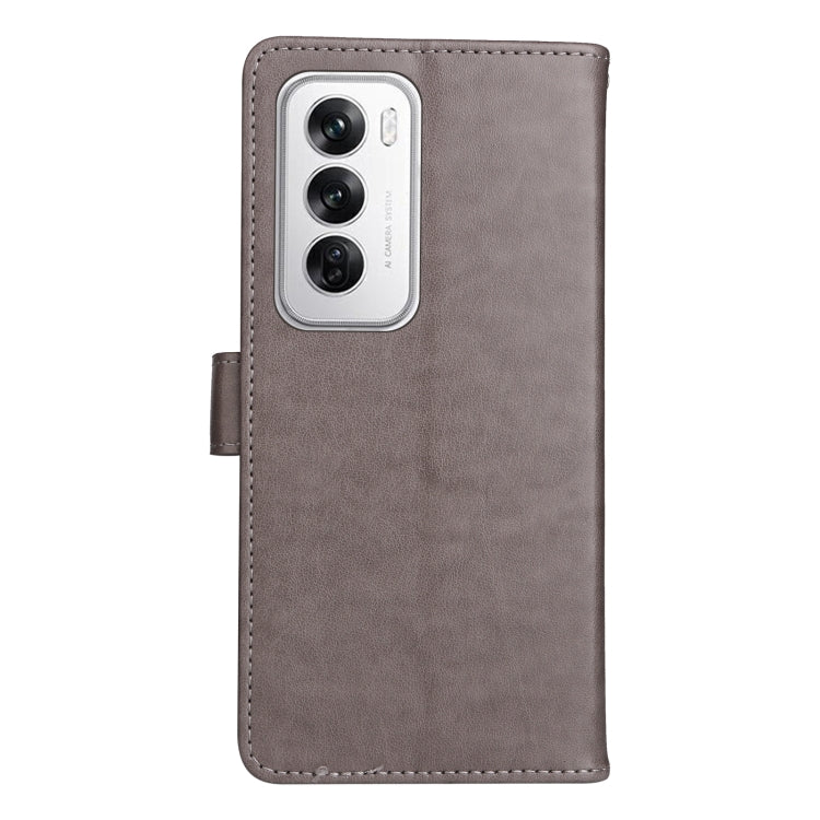For OPPO Reno12 5G Global Cat and Bee Embossed Flip Leather Phone Case