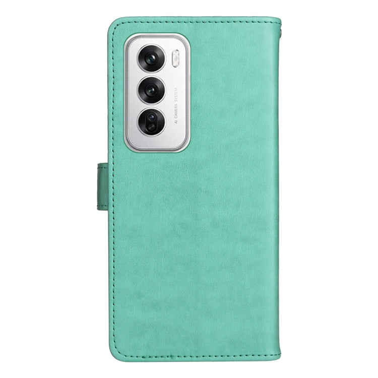 For OPPO Reno12 5G Global Cat and Bee Embossed Flip Leather Phone Case