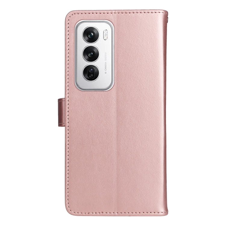 For OPPO Reno12 5G Global Cat and Bee Embossed Flip Leather Phone Case
