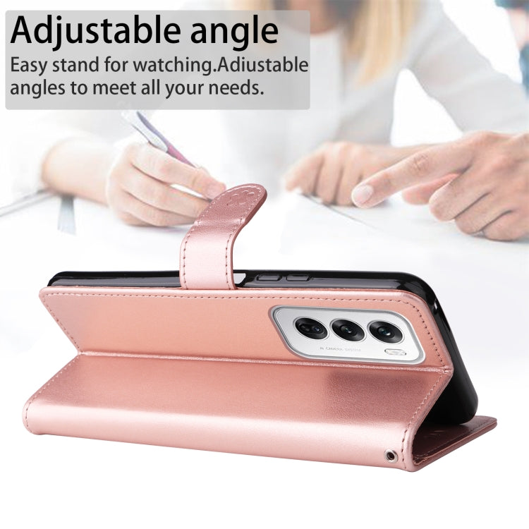 For OPPO Reno12 5G Global Cat and Bee Embossed Flip Leather Phone Case