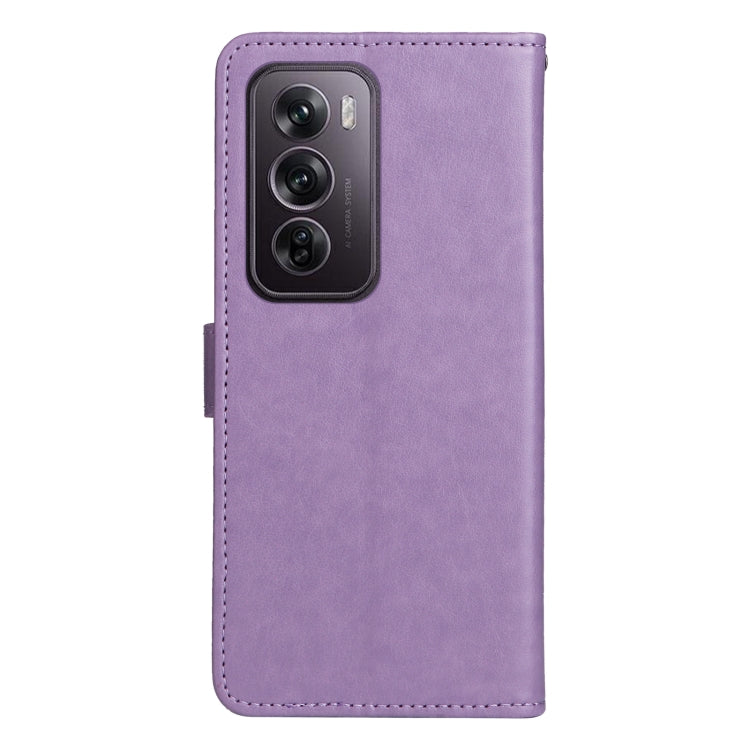 For OPPO Reno12 Pro 5G Global Cat and Bee Embossed Flip Leather Phone Case