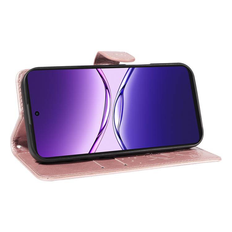 For OPPO A5 Pro 5G Global Cat and Bee Embossed Flip Leather Phone Case