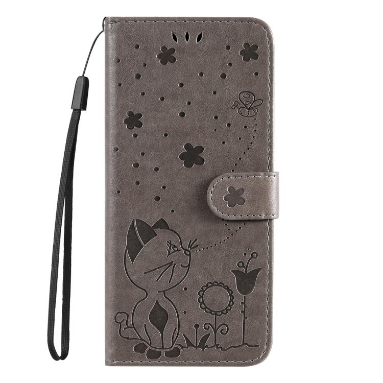 For OPPO K12X 5G Global Cat and Bee Embossed Flip Leather Phone Case