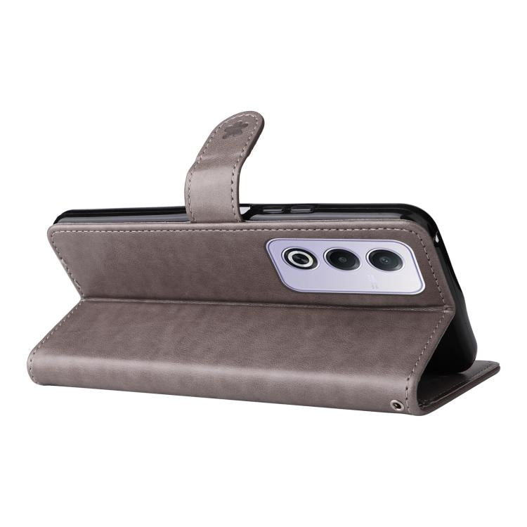 For OPPO K12X 5G Global Cat and Bee Embossed Flip Leather Phone Case