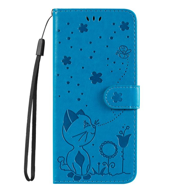 For OPPO K12X 5G Global Cat and Bee Embossed Flip Leather Phone Case