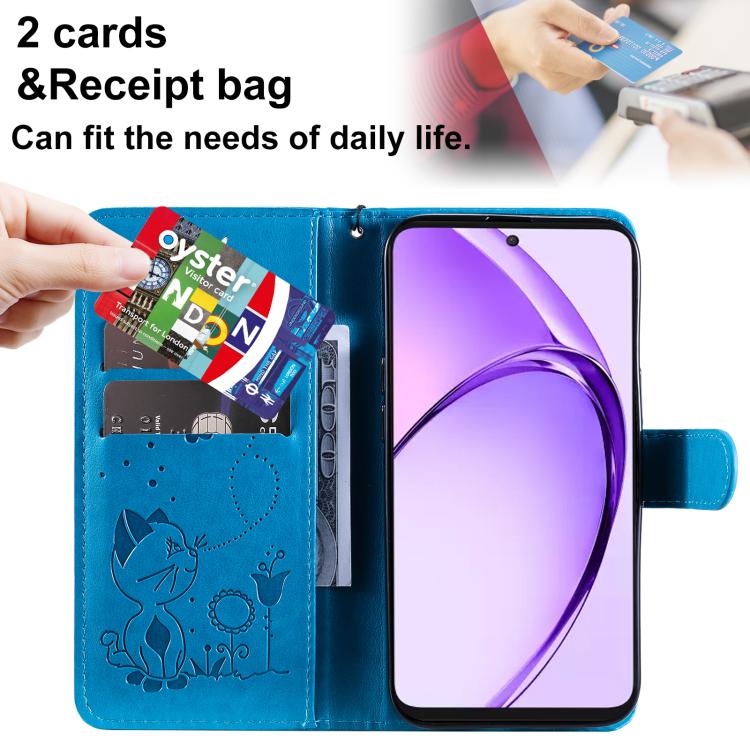 For OPPO K12X 5G Global Cat and Bee Embossed Flip Leather Phone Case