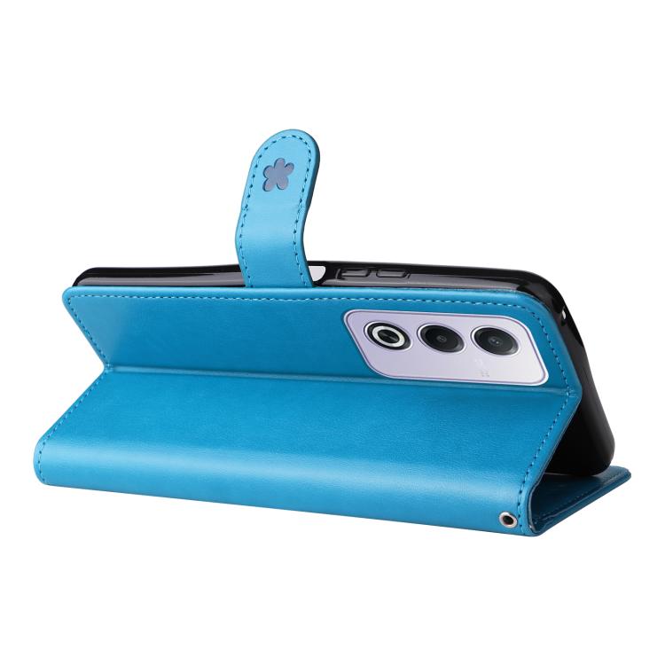 For OPPO K12X 5G Global Cat and Bee Embossed Flip Leather Phone Case