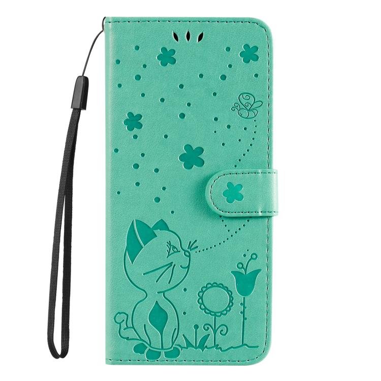 For OPPO K12X 5G Global Cat and Bee Embossed Flip Leather Phone Case