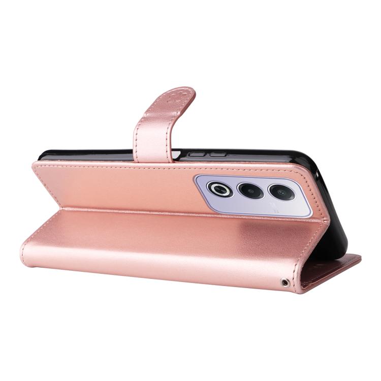 For OPPO K12X 5G Global Cat and Bee Embossed Flip Leather Phone Case