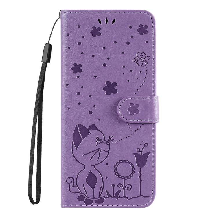 For OPPO K12X 5G Global Cat and Bee Embossed Flip Leather Phone Case