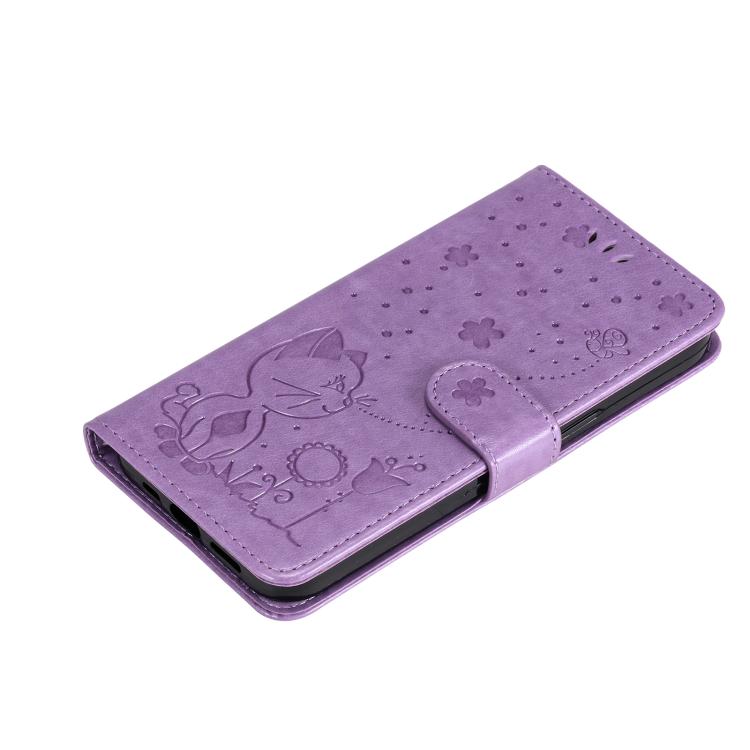 For OPPO K12X 5G Global Cat and Bee Embossed Flip Leather Phone Case