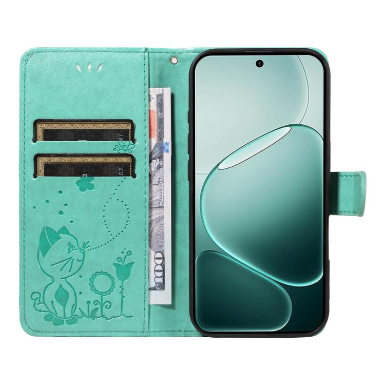 For OPPO A6 Pro 4G / 5G Global Cat and Bee Embossed Flip Leather Phone Case