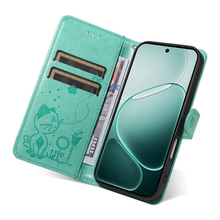 For OPPO A6 Pro 4G / 5G Global Cat and Bee Embossed Flip Leather Phone Case