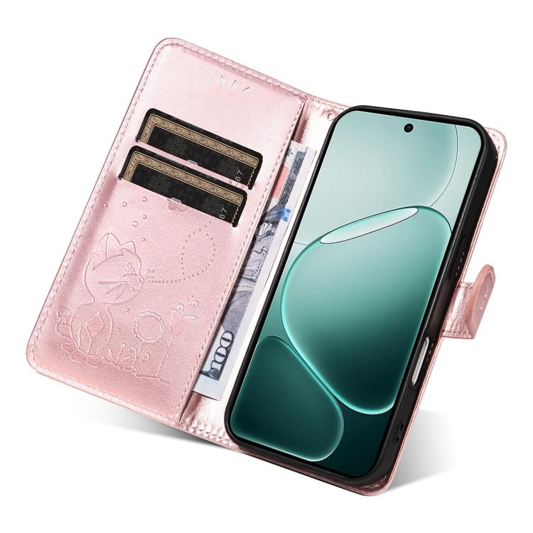 For OPPO A6 Pro 4G / 5G Global Cat and Bee Embossed Flip Leather Phone Case