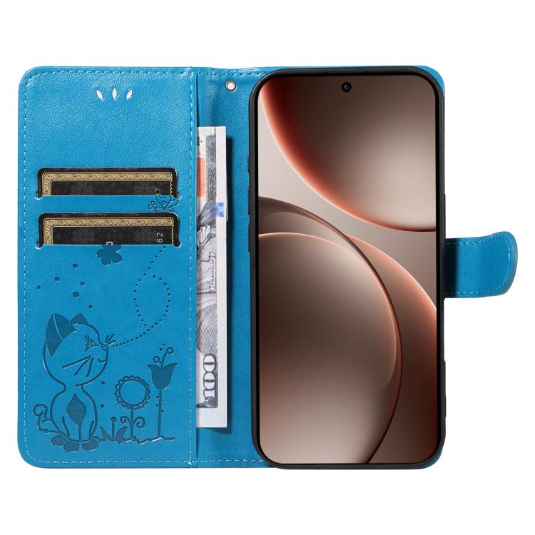 For OPPO Find X9 Pro Cat and Bee Embossed Flip Leather Phone Case