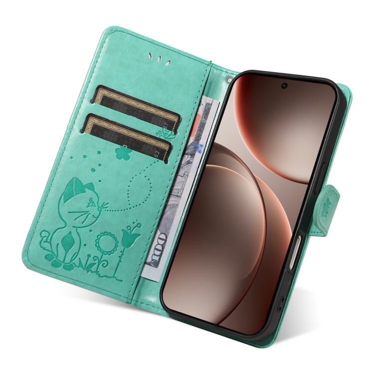 For OPPO Find X9 Pro Cat and Bee Embossed Flip Leather Phone Case