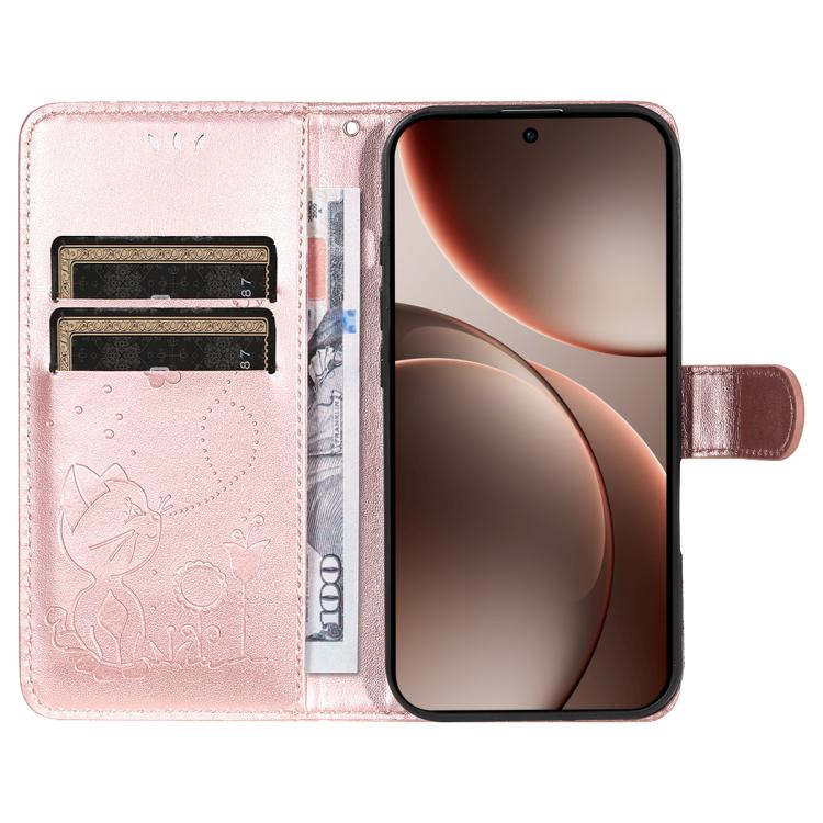 For OPPO Find X9 Pro Cat and Bee Embossed Flip Leather Phone Case