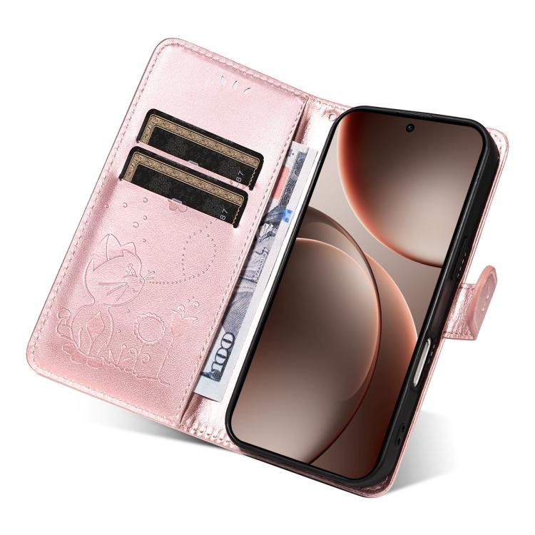 For OPPO Find X9 Pro Cat and Bee Embossed Flip Leather Phone Case
