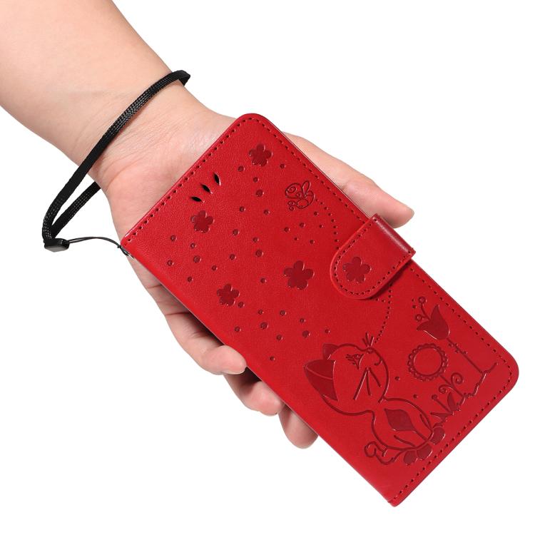 For OPPO Find X9 Cat and Bee Embossed Flip Leather Phone Case