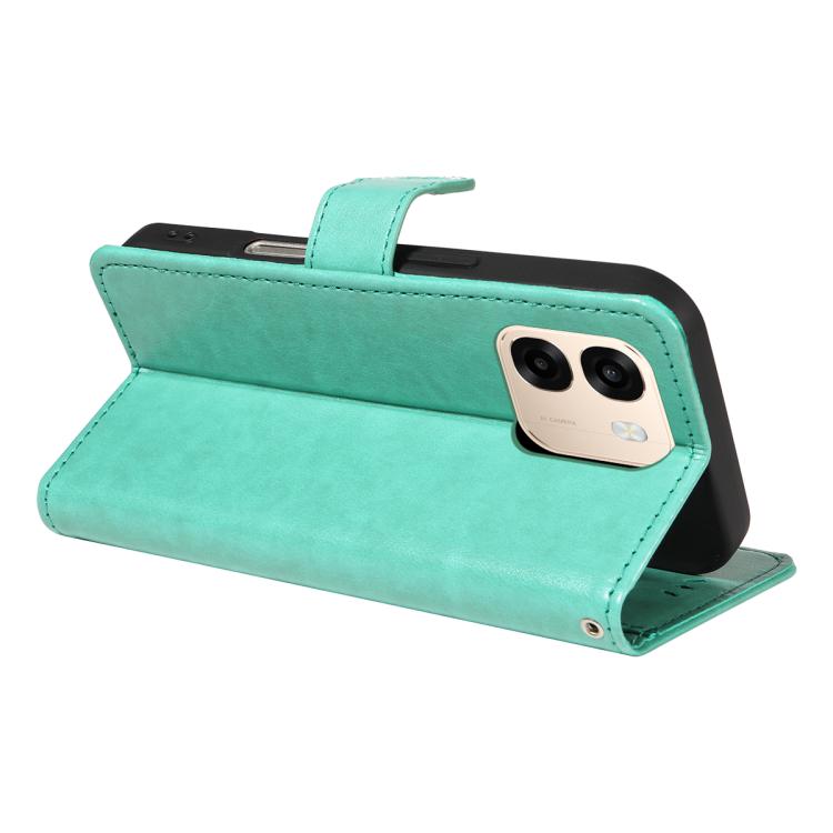 For OPPO A6X 5G / A6 5G Cat and Bee Embossed Flip Leather Phone Case