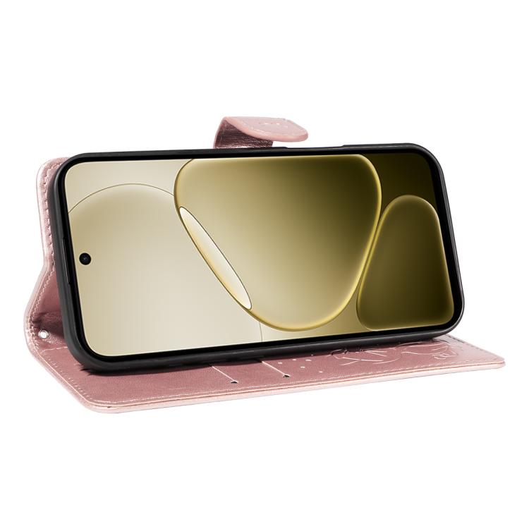For OPPO A6X 5G / A6 5G Cat and Bee Embossed Flip Leather Phone Case