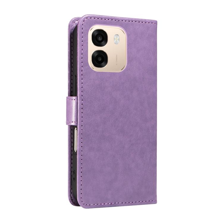 For OPPO A6X 5G / A6 5G Cat and Bee Embossed Flip Leather Phone Case