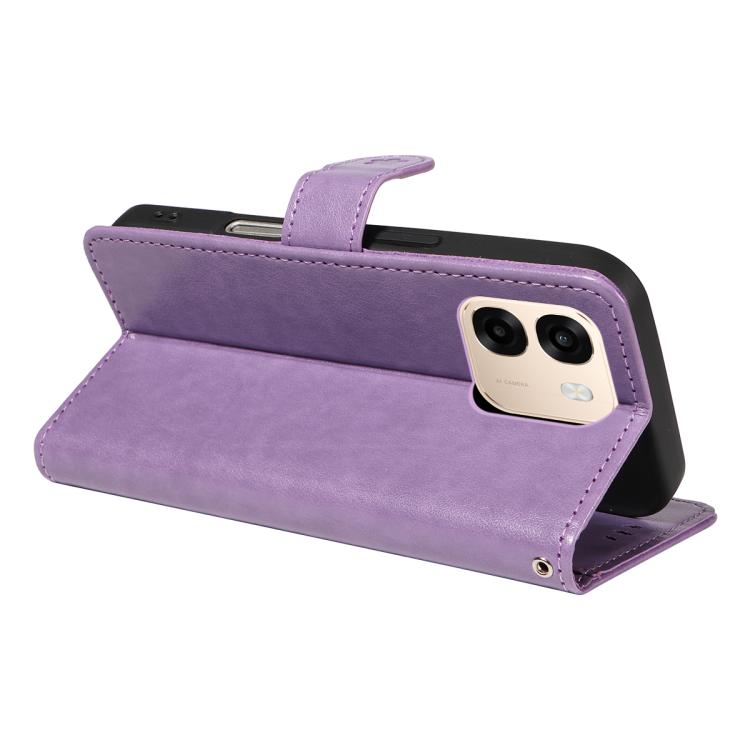 For OPPO A6X 5G / A6 5G Cat and Bee Embossed Flip Leather Phone Case