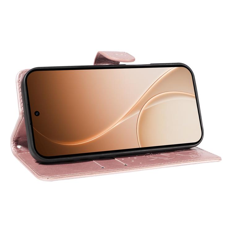 For OPPO Reno15 5G Global Cat and Bee Embossed Flip Leather Phone Case
