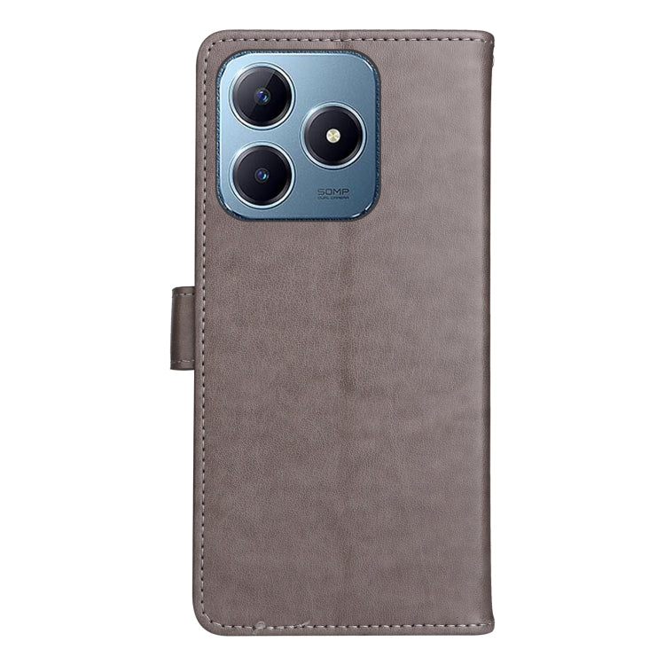 For Realme C63 / C61 Global Cat and Bee Embossed Flip Leather Phone Case