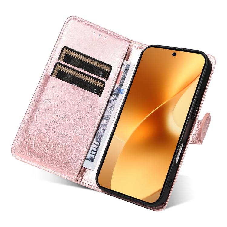 For Realme 15 5G Cat and Bee Embossed Flip Leather Phone Case