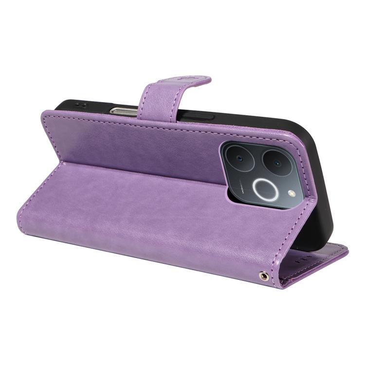 For Realme C71 4G India Cat and Bee Embossed Flip Leather Phone Case