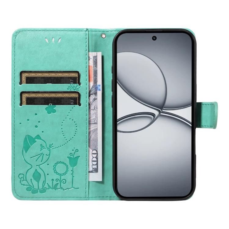 For Realme 15T 5G Cat and Bee Embossed Flip Leather Phone Case