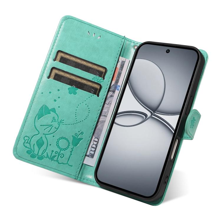 For Realme 15T 5G Cat and Bee Embossed Flip Leather Phone Case