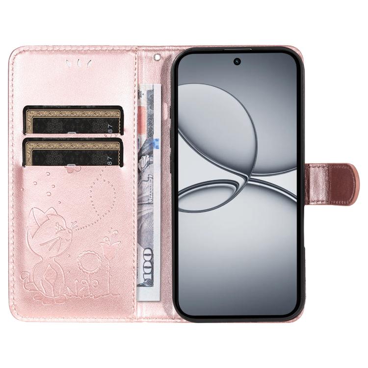 For Realme 15T 5G Cat and Bee Embossed Flip Leather Phone Case