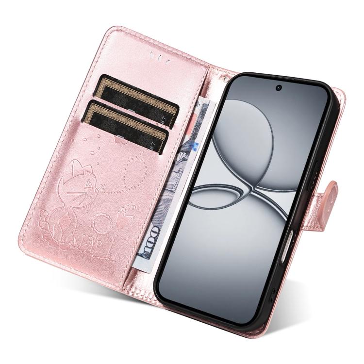 For Realme 15T 5G Cat and Bee Embossed Flip Leather Phone Case