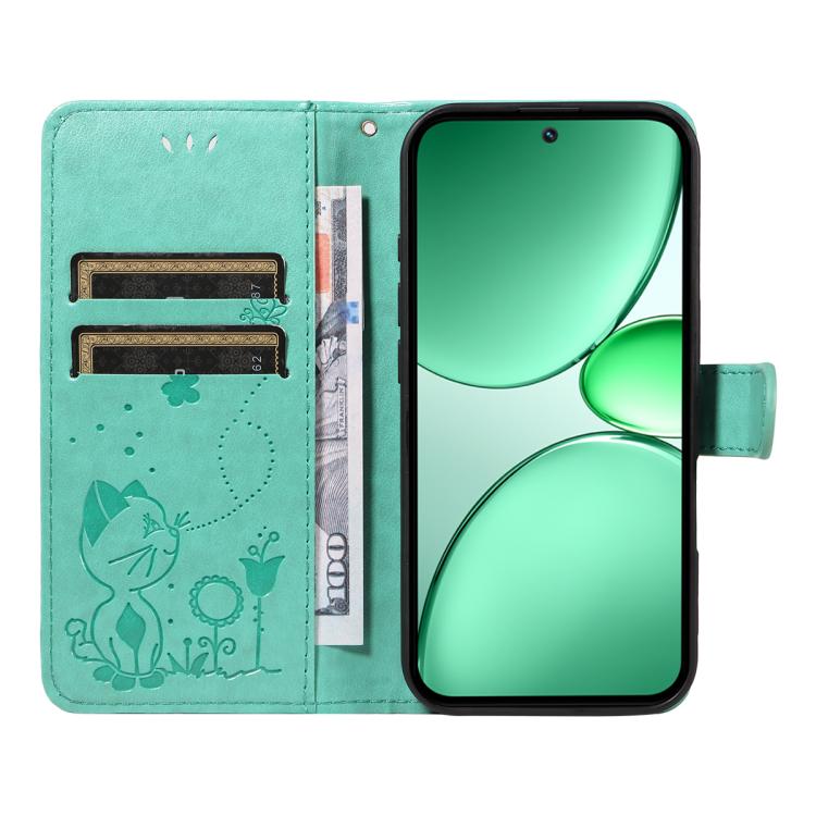 For Realme C85 5G / 15X 5G India Cat and Bee Embossed Flip Leather Phone Case