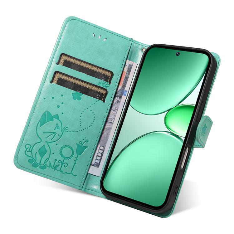 For Realme C85 5G / 15X 5G India Cat and Bee Embossed Flip Leather Phone Case
