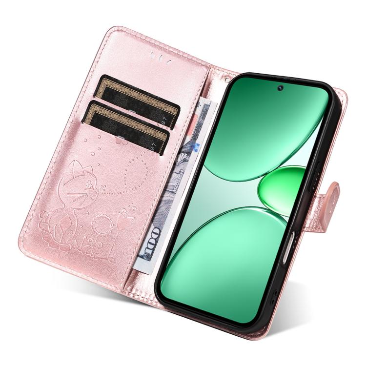 For Realme C85 5G / 15X 5G India Cat and Bee Embossed Flip Leather Phone Case