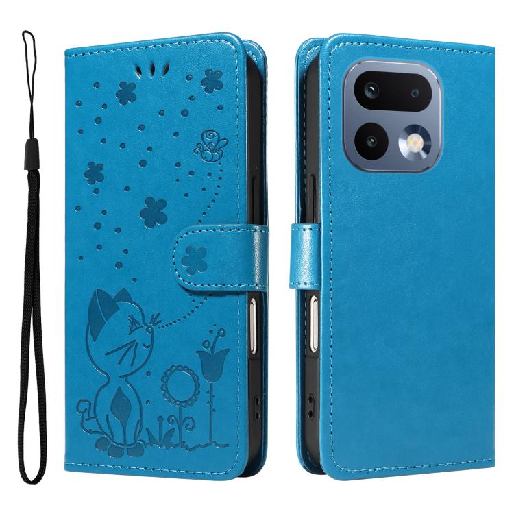 For Realme 16 Pro 5G Cat and Bee Embossed Flip Leather Phone Case