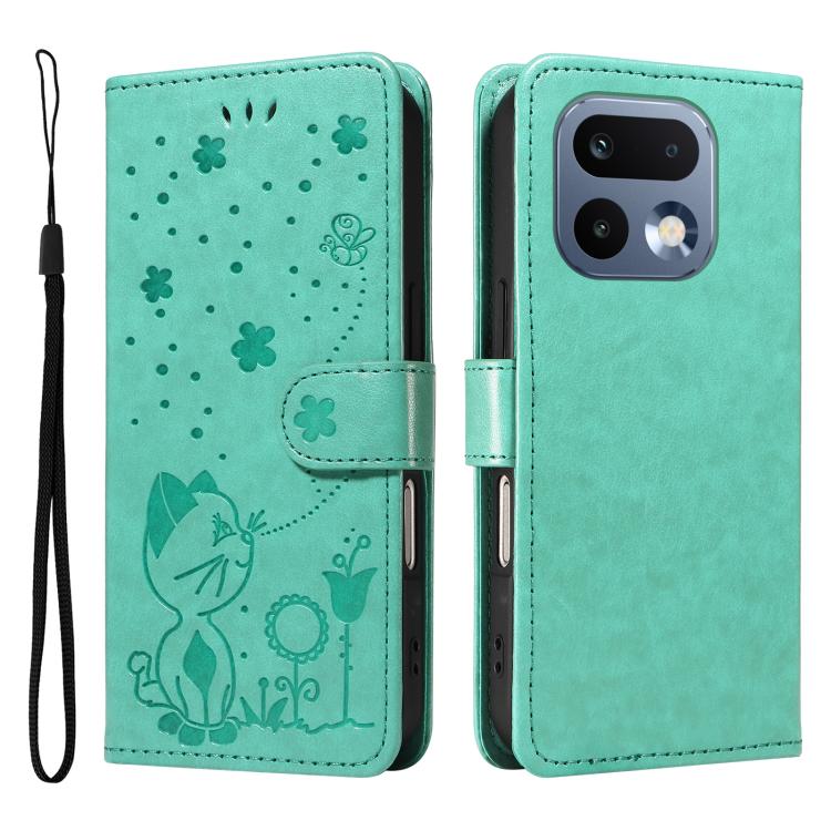 For Realme 16 Pro 5G Cat and Bee Embossed Flip Leather Phone Case