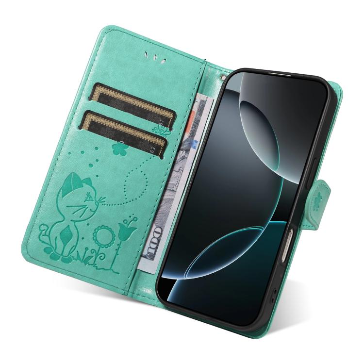 For Realme 16 Pro 5G Cat and Bee Embossed Flip Leather Phone Case