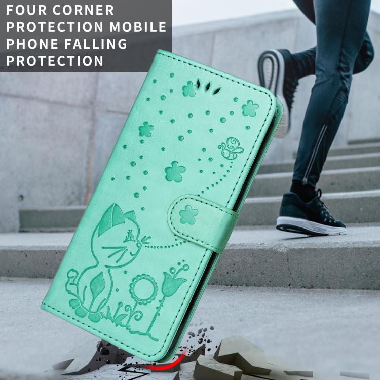 For Realme 16 Pro 5G Cat and Bee Embossed Flip Leather Phone Case