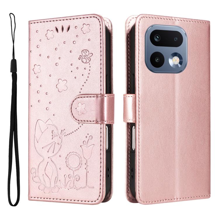 For Realme 16 Pro 5G Cat and Bee Embossed Flip Leather Phone Case